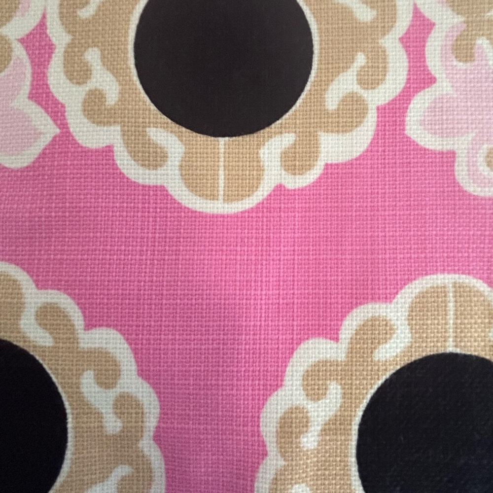 LILLY PULITZER Skirt Sz 6 Pink Tan Black Medallion Print Lined Linen Side Zip - Picture 6 of 13